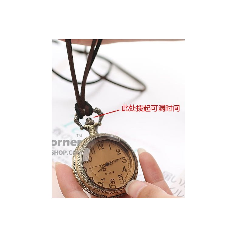 Wholesale Vintage Charm Quartz Pocket Watch Roman Numerals Display Necklace Clock Fob Bronze Sweater Chain Open Face Pocket Clock Unisex VGN014 1