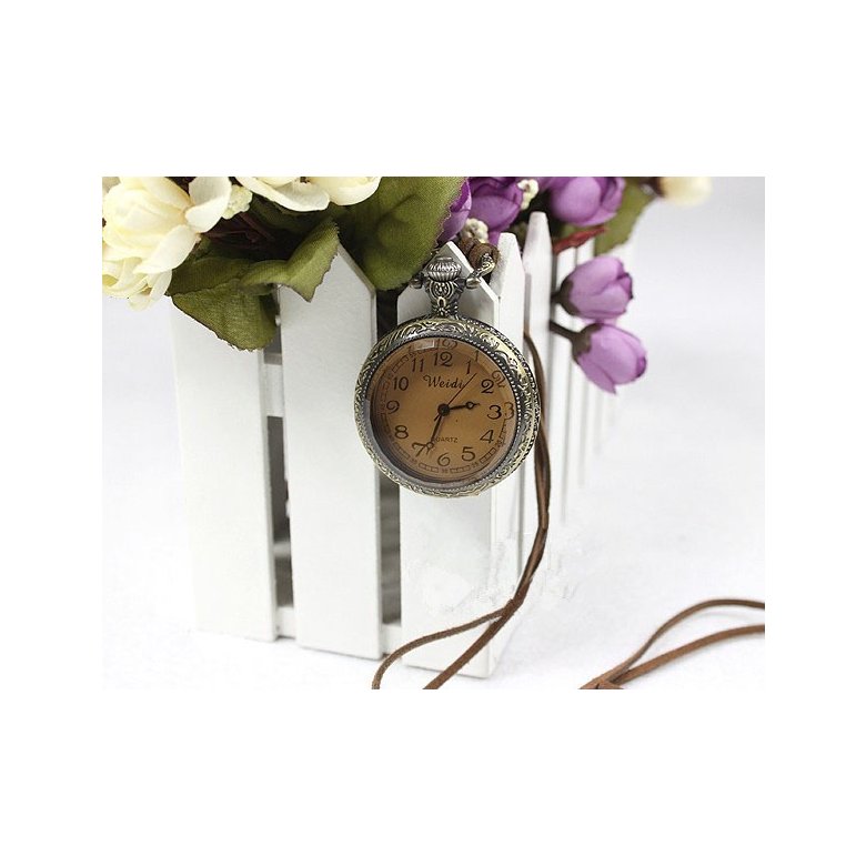 Wholesale Vintage Charm Quartz Pocket Watch Roman Numerals Display Necklace Clock Fob Bronze Sweater Chain Open Face Pocket Clock Unisex VGN014 2