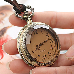 Wholesale Vintage Charm Quartz Pocket Watch Roman Numerals Display Necklace Clock Fob Bronze Sweater Chain Open Face Pocket Clock Unisex VGN014 7
