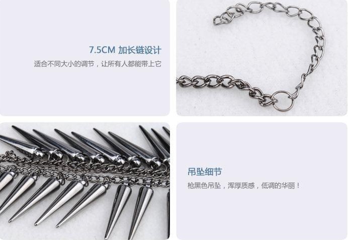 Wholesale Heavy Rivet Double Necklace Turtleneck Collar Punk Jewelry Thorns Hip-hop Street Accessories  for men and women necklace jewelry VGN015 5