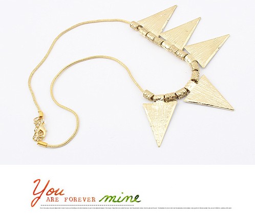 Wholesale  Women Gold-color Punk Necklaces Triangle Black and white corrugated Pendant Necklace Vintage wholesale Jewelry VGN016 4