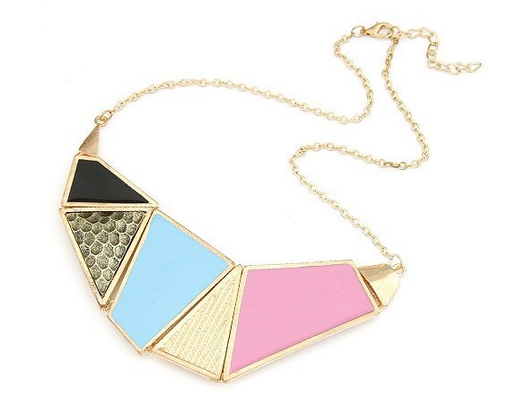 Wholesale KISSWIFE European and American fashion personality temperament wild geometric squares resin exaggeration Chain Bib necklace VGN017 3