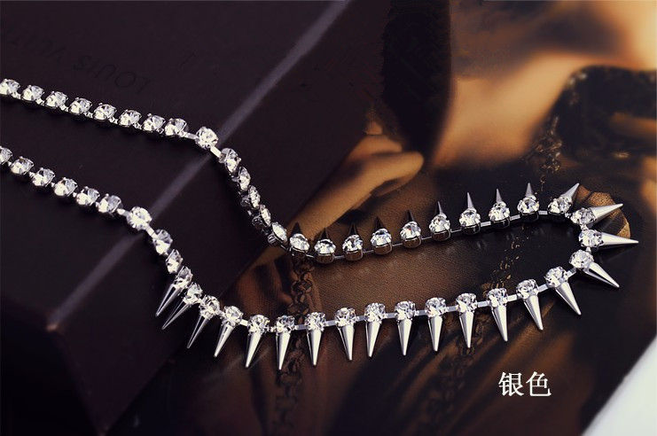 Wholesale New Fashion Collares Jewelry Style Vintage Necklaces Rivet zircon Punk Accessories Women Choker Necklace VGN018 5