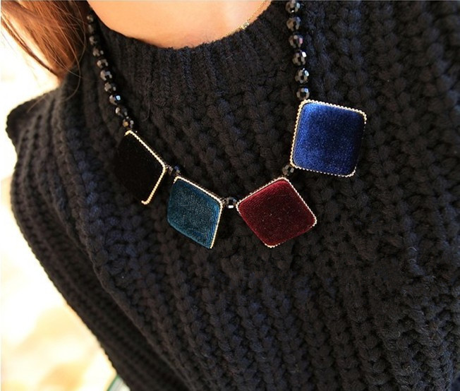 Wholesale Vintage Velvet square Choker Chain Necklace for Women Girls Gifts Party VGN021 9