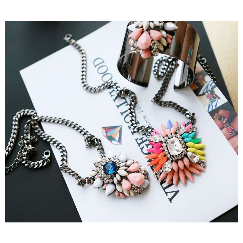 Wholesale Fashion Crystal Necklaces Colorful Crystal Gem Flower Bead Pendant Statement Necklace Choker Collar Necklace for Women VGN022 0