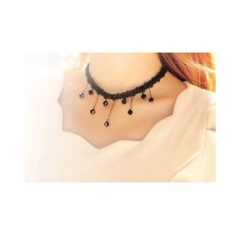 Wholesale Punk Style Lace Choker Long Black Choker Collar Necklace Pendant Jewelry Women Party gift VGN023 4