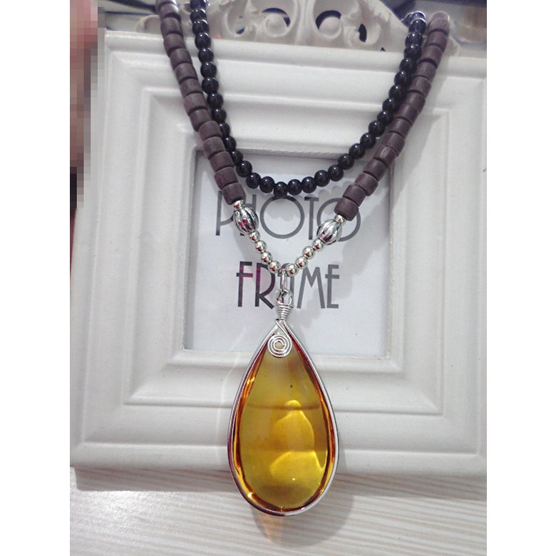 Wholesale Free Ship Fashion Bohemian Tribal Jewelry Semi Precious Stones Long Knotted Stone Drop Pendant Necklaces Women luxury Necklace VGN024 1