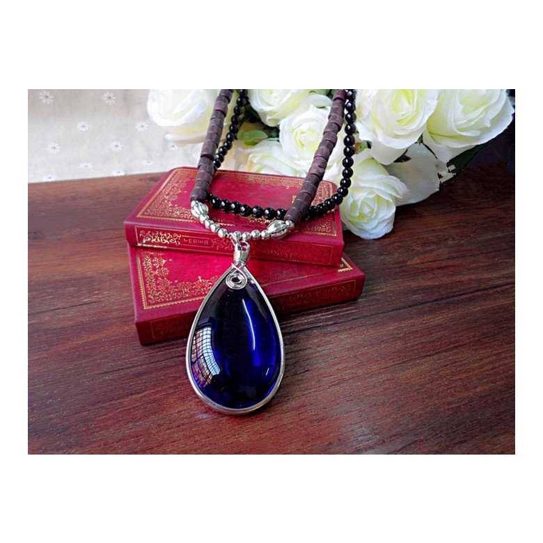 Wholesale Free Ship Fashion Bohemian Tribal Jewelry Semi Precious Stones Long Knotted Stone Drop Pendant Necklaces Women luxury Necklace VGN024 4