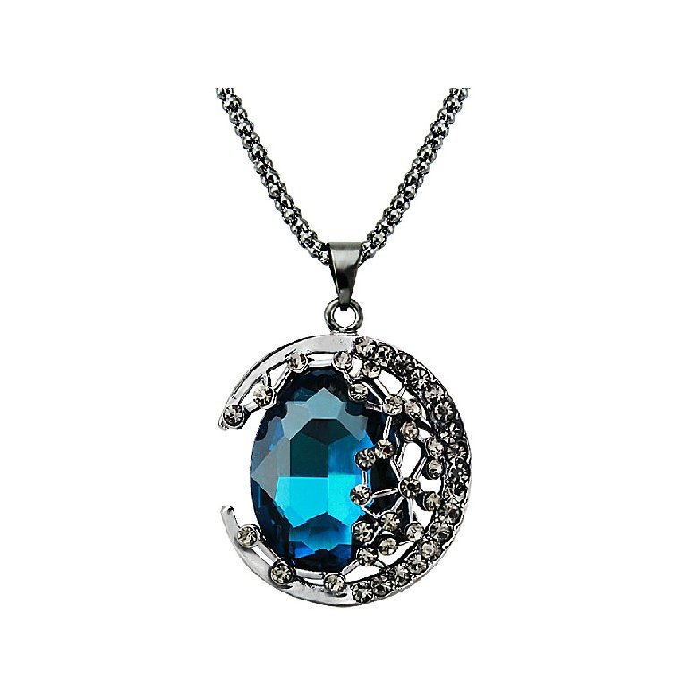 Wholesale Retro circle Hollowed out  sapphire crystal Pendants Necklace For Women Wedding Birthday Gift Jewelry VGN028 0