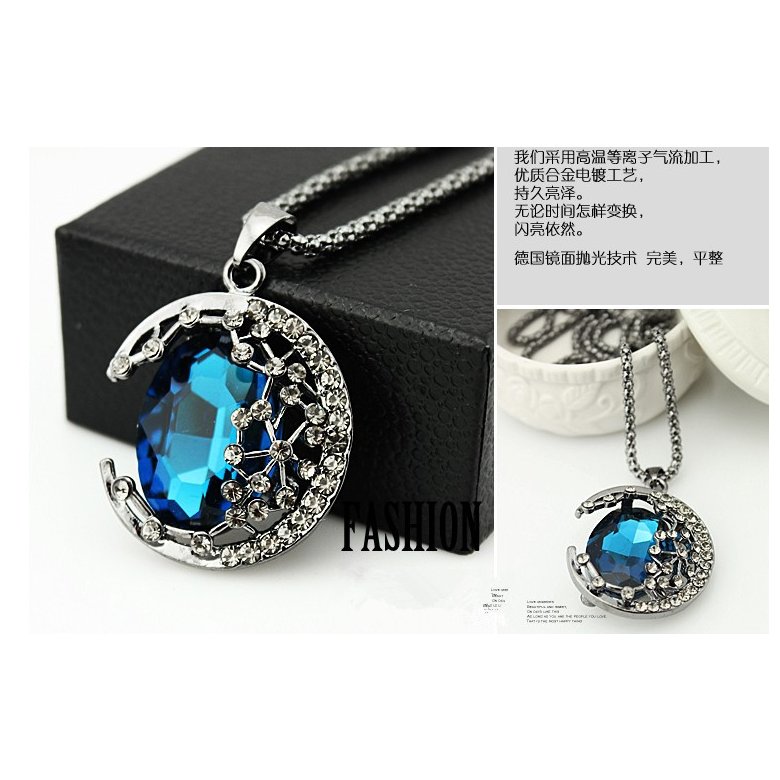 Wholesale Retro circle Hollowed out  sapphire crystal Pendants Necklace For Women Wedding Birthday Gift Jewelry VGN028 2