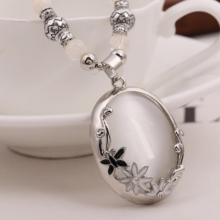 Wholesale Fashion Ethnic Jewelry Traditional Handmade Ornaments Weave opal beaded Necklace little fish Pendant Long Necklace VGN033 7