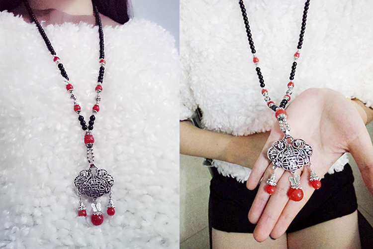Wholesale Chinese Ethnic fashion pendant vintage Buddha necklace for women Bohemian tassel retro wholesale jewelry VGN039 6