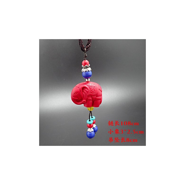 Wholesale Natural Cinnabar Elephant Pendant Necklace Drop Shipping Lucky Amulet Crystal Elephant Necklace For Women Men Fine Jewelry VGN042 3