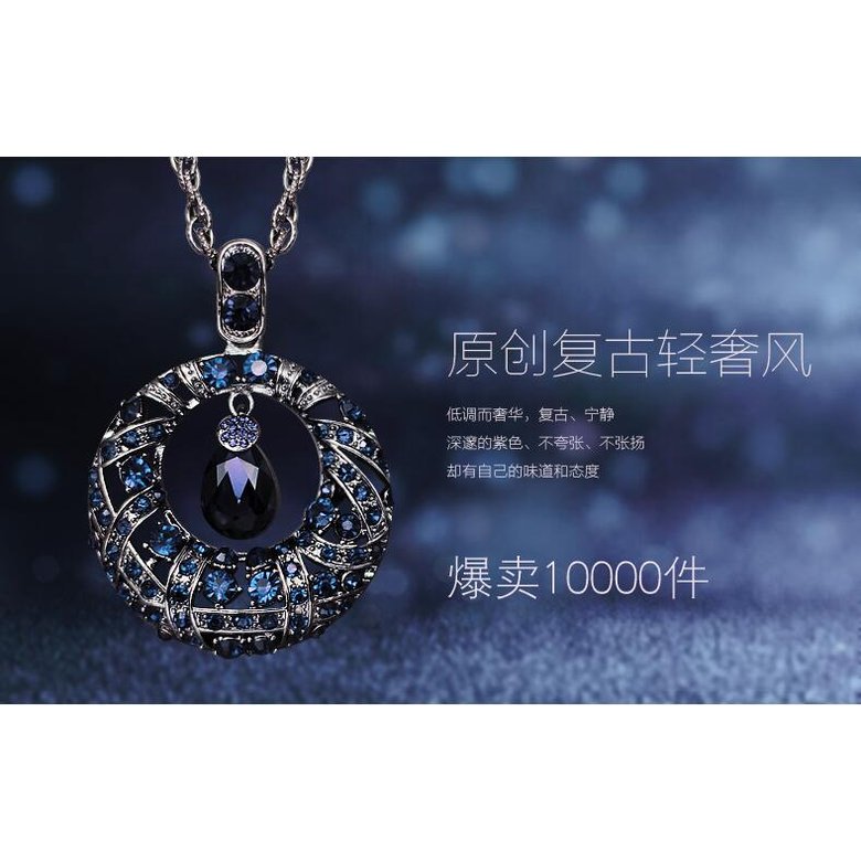 Wholesale Vintage Crystal  circular Waterdrop Pendant Long Necklace Female Winter Sweater Chain All-match Accessories Fine For Woman VGN051 0