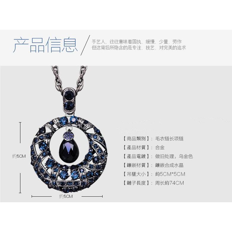 Wholesale Vintage Crystal  circular Waterdrop Pendant Long Necklace Female Winter Sweater Chain All-match Accessories Fine For Woman VGN051 1