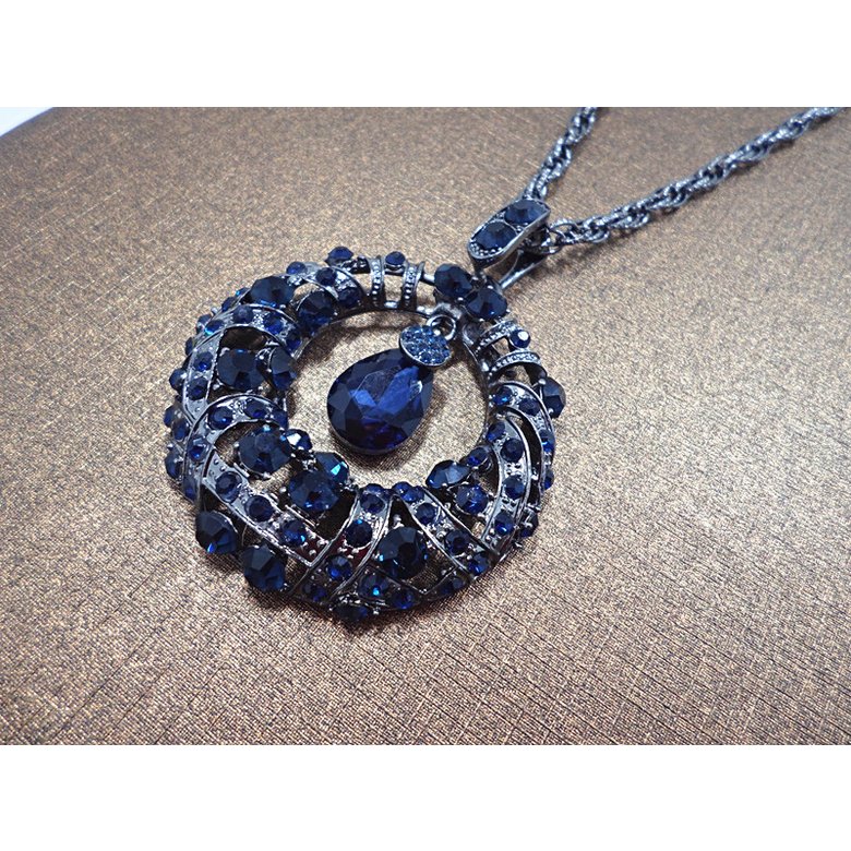 Wholesale Vintage Crystal  circular Waterdrop Pendant Long Necklace Female Winter Sweater Chain All-match Accessories Fine For Woman VGN051 2
