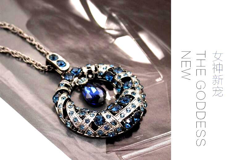 Wholesale Vintage Crystal  circular Waterdrop Pendant Long Necklace Female Winter Sweater Chain All-match Accessories Fine For Woman VGN051 3