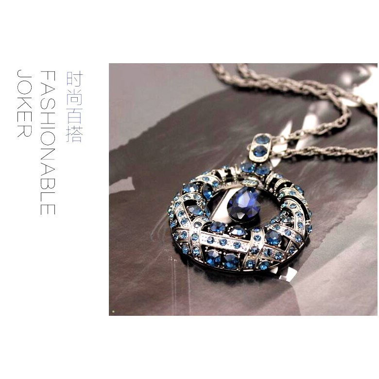 Wholesale Vintage Crystal  circular Waterdrop Pendant Long Necklace Female Winter Sweater Chain All-match Accessories Fine For Woman VGN051 4