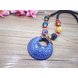 Wholesale Retro Bohemia Blue circle droplet Necklace For Woman Big Pendant sweater chain  Fashion Jewelry VGN053 3 small