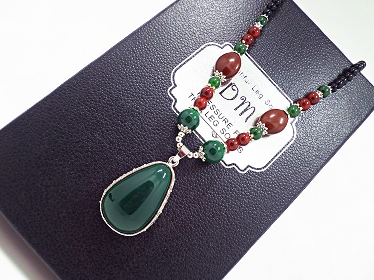 Wholesale Vintage Ethnic Strand Resin Long Necklace for Women New Gourd Pendant Sweater Chain Fashion Boho High-end Blue Neck Accessories VGN054 3