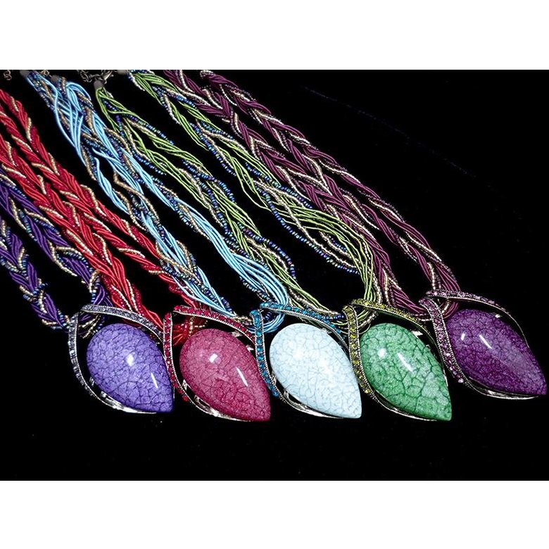 Wholesale New Bohemian Pendant Necklace Vintage  teardrop Crystal Pendant Bohemia Style Multilayer Chain Handmade Retro Necklace  VGN055 0