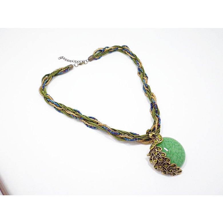 Wholesale Bohemia Necklace Crack Peacock Pendant Multilayer Colorful Natural Stone Beads Chain Vintage Necklace Jewelry Fashion For Women VGN056 3