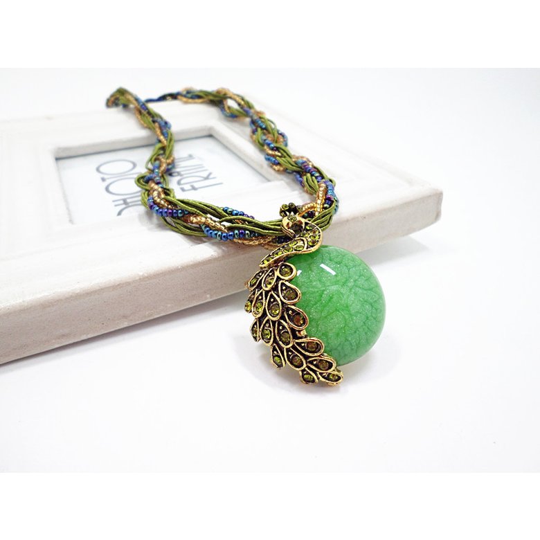 Wholesale Bohemia Necklace Crack Peacock Pendant Multilayer Colorful Natural Stone Beads Chain Vintage Necklace Jewelry Fashion For Women VGN056 4