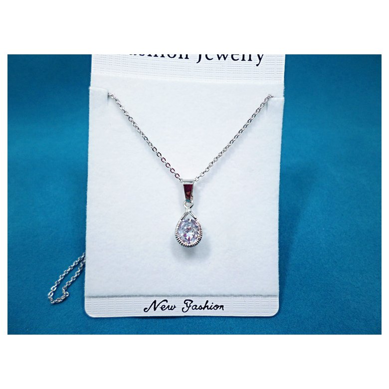Wholesale Luxury Female Crystal Big Water Drop cherry Pendants Necklaces Fashion Wedding Jewelry Silver Color Zircon Necklaces For Women VGN060 3
