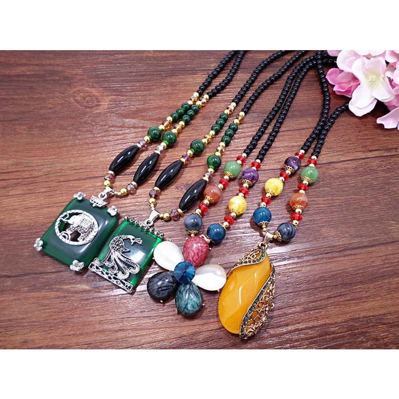 Wholesale Bohemian style Geometric Square Necklace elephant and peacock Animal pendant For ladies New Fashion Jewelry VGN061 0