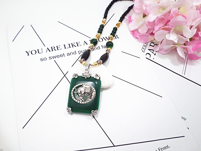 Wholesale Bohemian style Geometric Square Necklace elephant and peacock Animal pendant For ladies New Fashion Jewelry VGN061 5