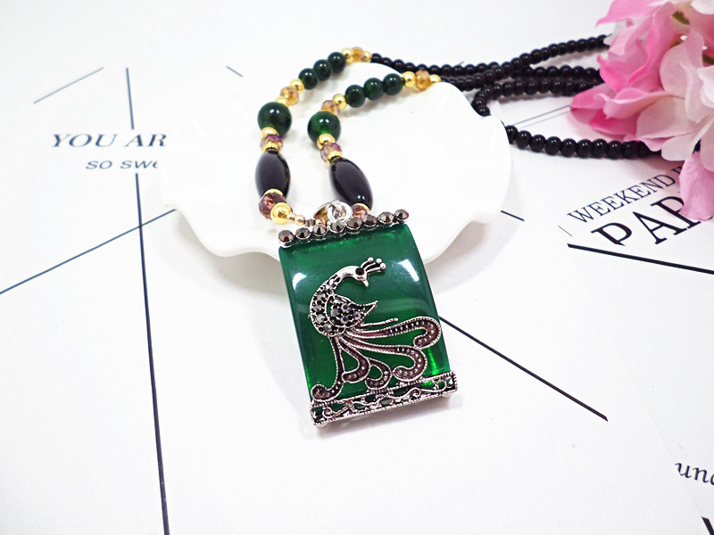 Wholesale Bohemian style Geometric Square Necklace elephant and peacock Animal pendant For ladies New Fashion Jewelry VGN061 7