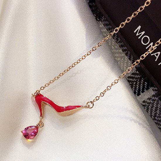 Wholesale Fashion High Quality cute Red High Heels Pendant Drop crystal necklace beach holiday gift VGN065 0