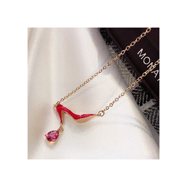 Wholesale Fashion High Quality cute Red High Heels Pendant Drop crystal necklace beach holiday gift VGN065 0