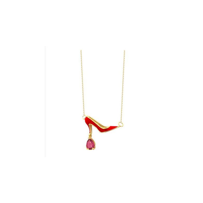 Wholesale Fashion High Quality cute Red High Heels Pendant Drop crystal necklace beach holiday gift VGN065 2
