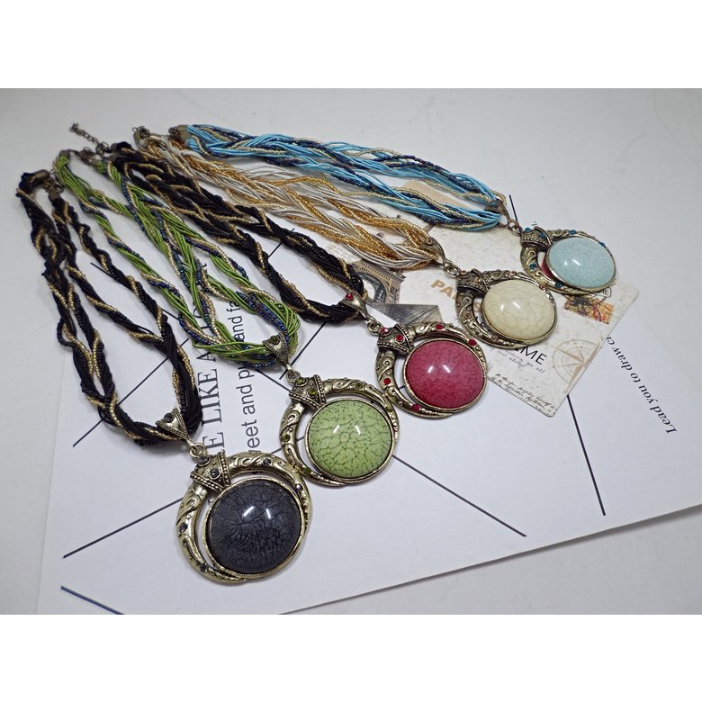 Wholesale Boho Necklaces Ethnic Natural Stone Beads Vintage Necklaces Pendants Statement Necklaces Pendants Long Necklace Women Jewelry VGN068 4