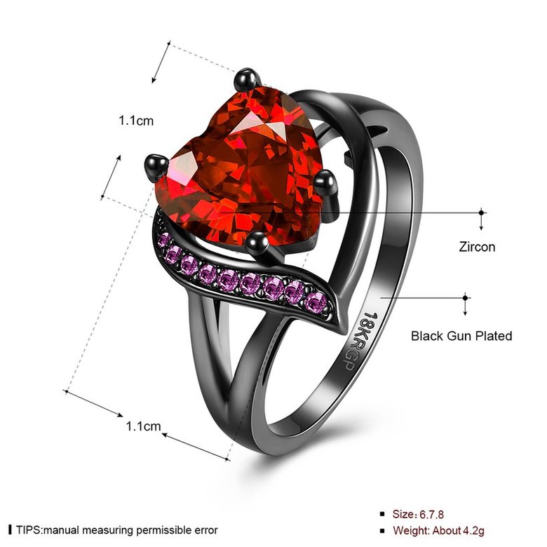 Wholesale New Brand Female Rings With Big red Crystal Zircon Love Jewelry Vintage 14KT Black Gold Wedding party Rings For Women TGCZR148 0