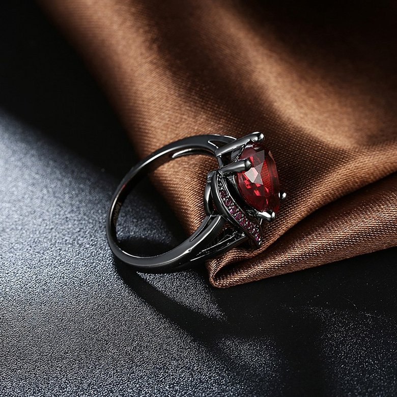 Wholesale New Brand Female Rings With Big red Crystal Zircon Love Jewelry Vintage 14KT Black Gold Wedding party Rings For Women TGCZR148 3
