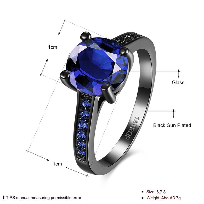 Wholesale Trendy New Brand Female Rings With Big round blue Crystal Zircon Jewelry Vintage 14KT Black Gold Wedding party Rings For Women  TGCZR152 0