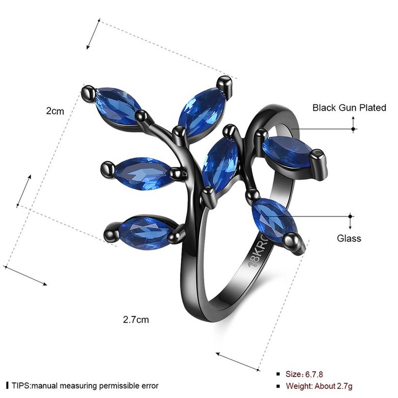Wholesale Unique Mystery Female rings with  branch shape blue zircon Ring Fashion 14KT Black Gold Jewelry Bohemian Vintage Wedding Rings  TGCZR160 0
