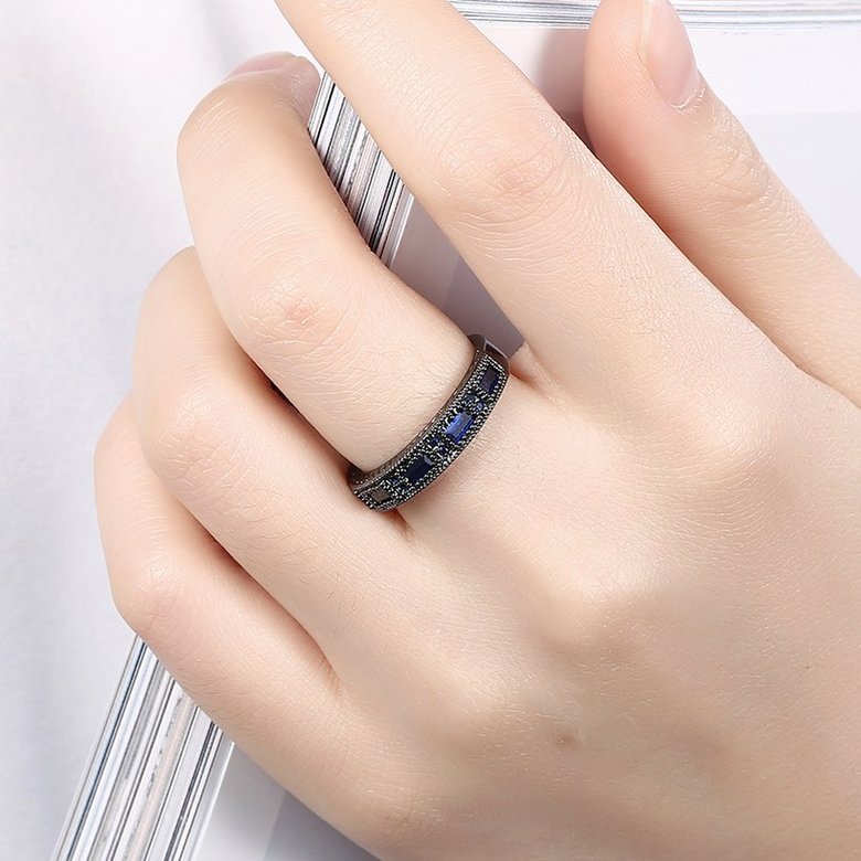 Wholesale Special-interest Black Women Wedding Ring blue Crystal Zircon Delicate Gift Top Quality Female Classic Jewelry TGCZR170 4