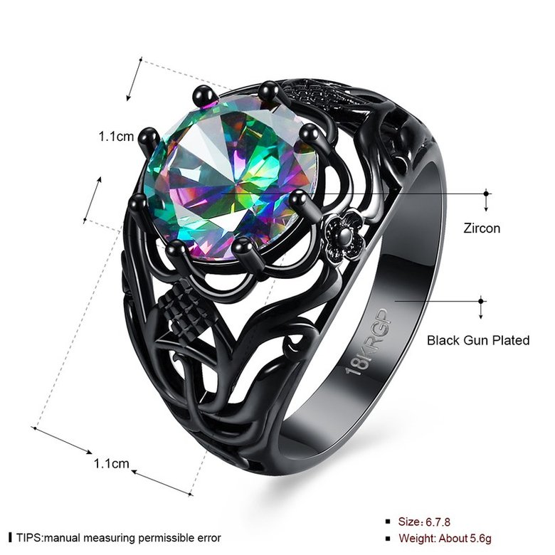 Wholesale Female Rainbow Ring Blue Crystal Zircon Rings Black Filled Jewelry Vintage Wedding Rings For Women Best Friend Gifts TGCZR212 0
