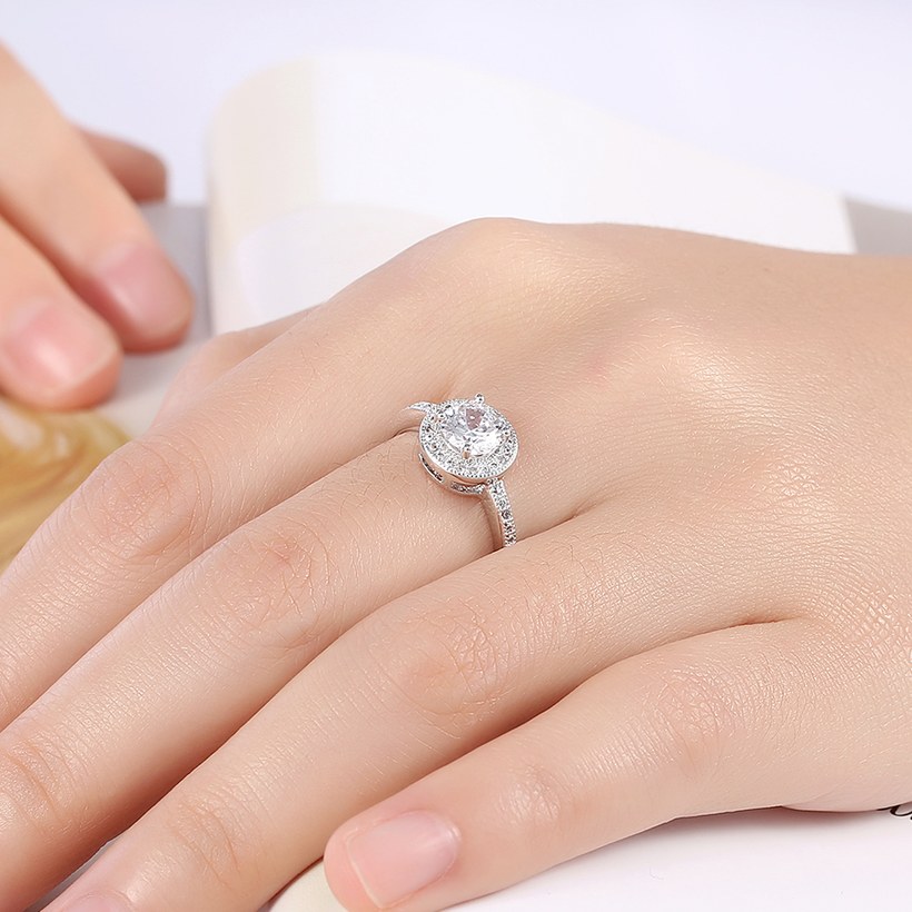 Wholesale Gorgeous round Shape Women Ring Bling Crystal Zircon Dazzling Bridal Ring Wedding Engage Ring TGCZR266 4