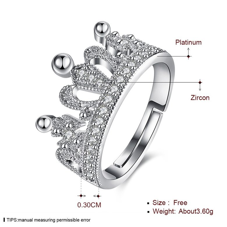 Wholesale New Fashion Promise Crown Rings for Women Crystal Zircon Bridal Party Wedding Jewelry Adjustable Delicate Engagement Ring TGCZR317 0