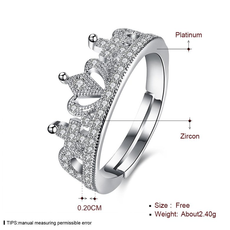 Wholesale New Fashion Promise Crown Rings for Women Crystal Zircon Bridal Party Wedding Jewelry Adjustable Delicate Engagement Ring TGCZR319 0