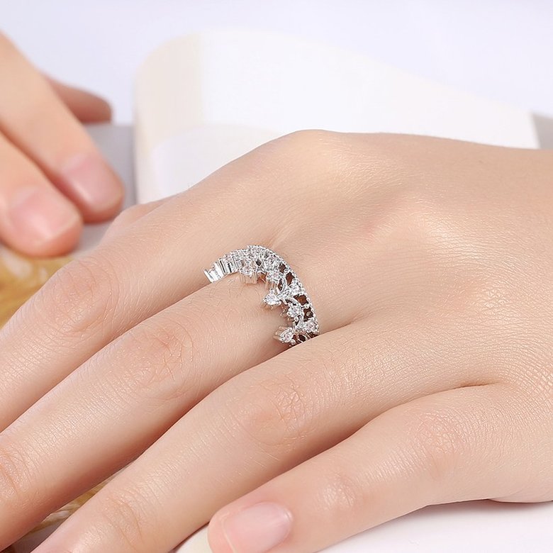 Wholesale New Fashion Promise Crown Rings for Women Crystal Zircon Bridal Party Wedding Jewelry Adjustable Delicate Engagement Ring TGCZR322 4