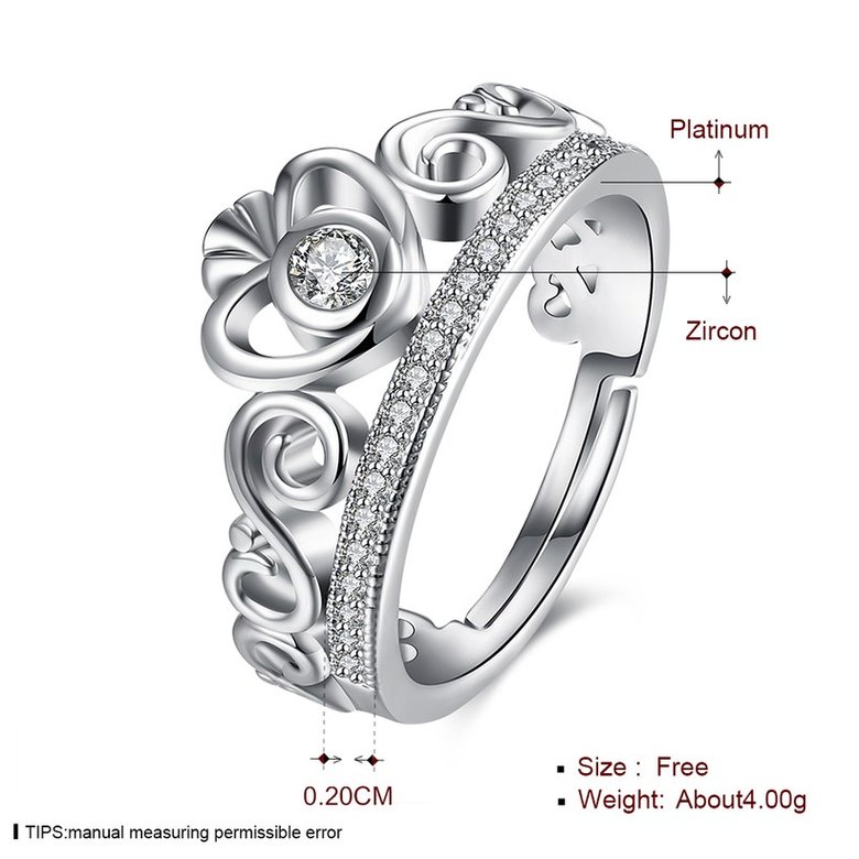 Wholesale New Fashion Promise Crown Rings for Women heart Crystal Zircon Bridal Party Wedding Jewelry Adjustable Delicate Engagement Ring TGCZR326 0