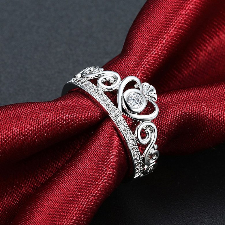 Wholesale New Fashion Promise Crown Rings for Women heart Crystal Zircon Bridal Party Wedding Jewelry Adjustable Delicate Engagement Ring TGCZR326 3