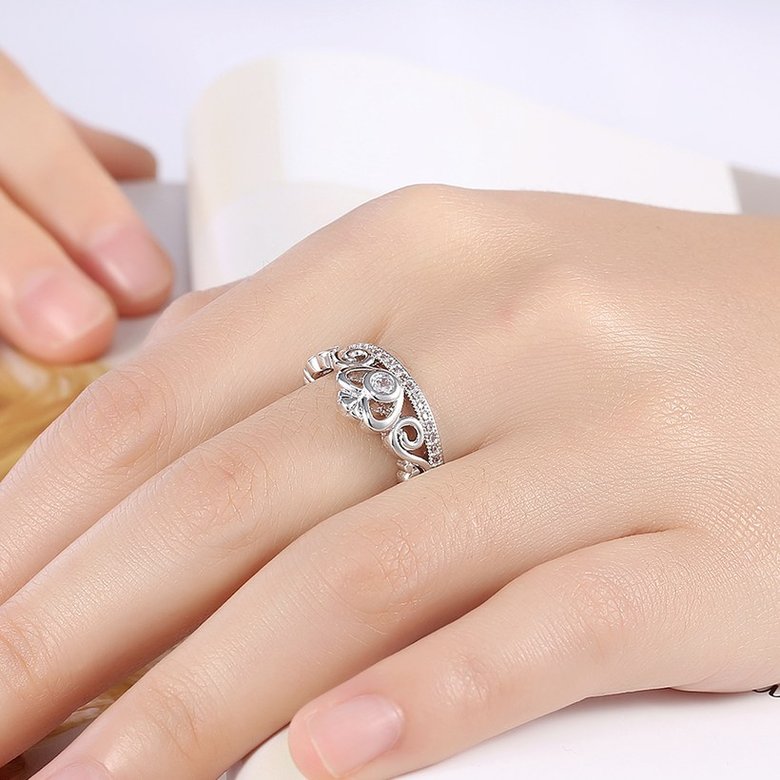 Wholesale New Fashion Promise Crown Rings for Women heart Crystal Zircon Bridal Party Wedding Jewelry Adjustable Delicate Engagement Ring TGCZR326 4