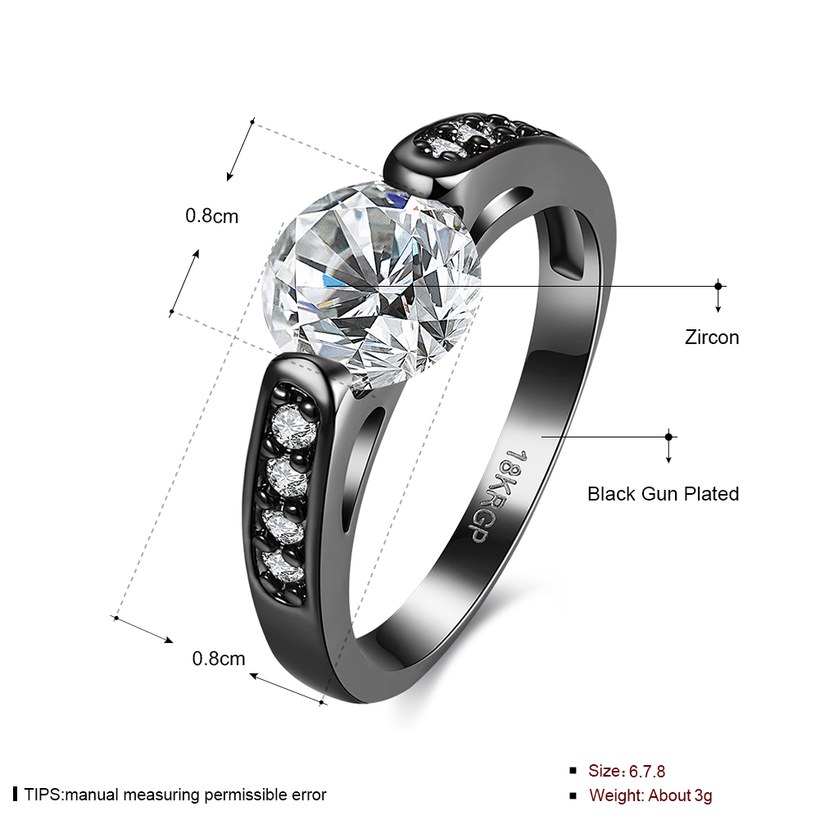 Wholesale Vintage Black Gold Filled round white Zircon Rings for Women Wedding Fashion Jewelry Engagement Ring TGCZR105 0