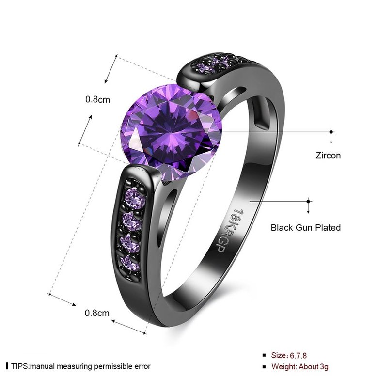 Wholesale Vintage Black Gold Filled purple Zircon Rings for Women Wedding Fashion Jewelry Engagement Ring TGCZR107 0